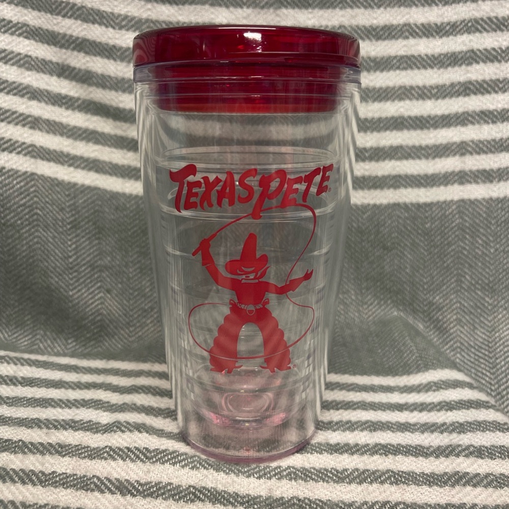 Texas Pete Hot Sauce Clear 16oz Tumbler Never Used‎